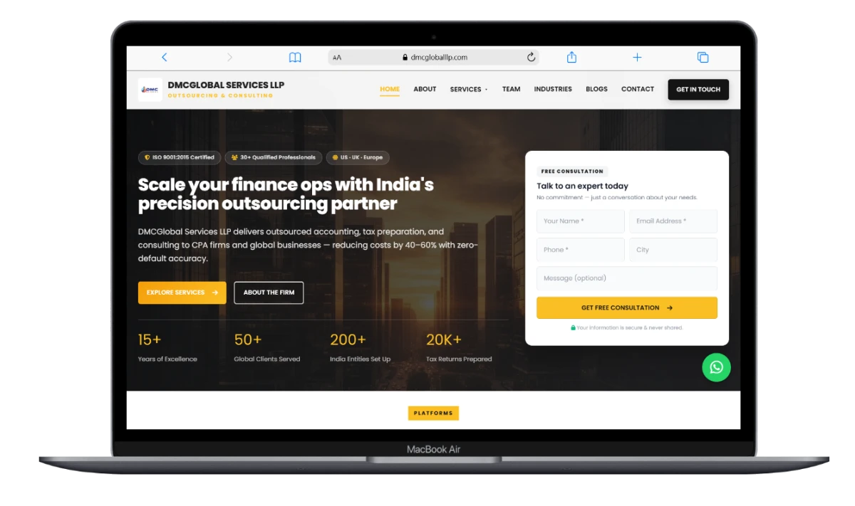 DMC Global Services LLP website screenshot