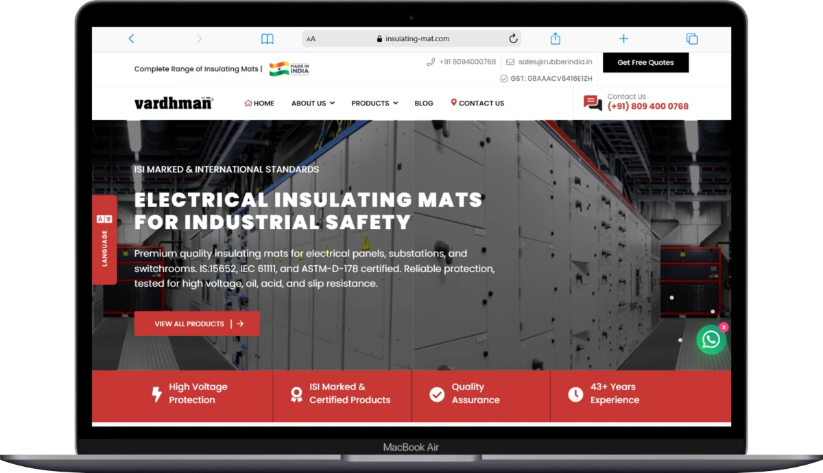 Insulating Mat website screenshot