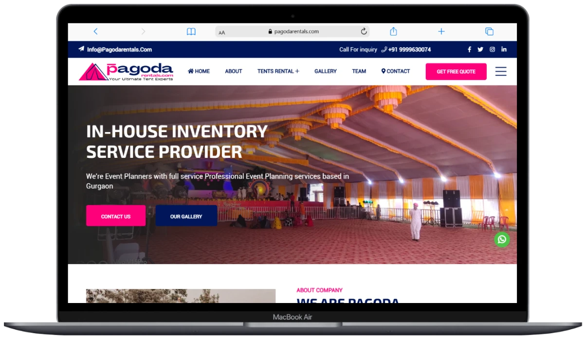 Pagoda Rentals website screenshot
