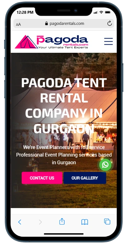 Pagoda Rentals website - mobile view