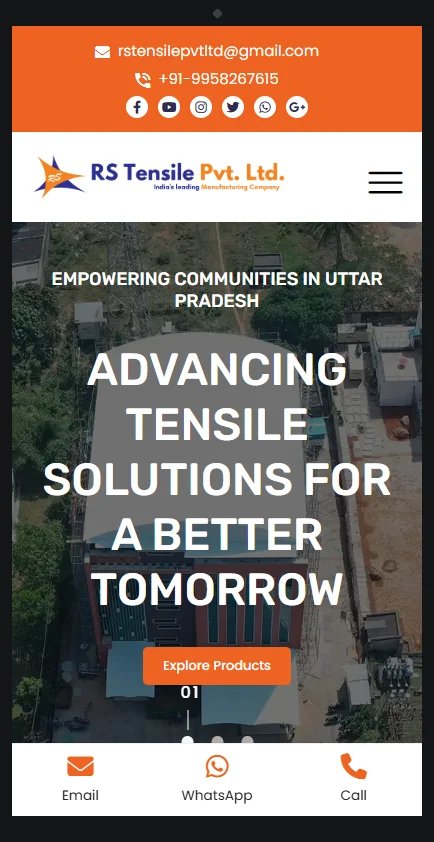 Shiwa Tensile website - mobile view