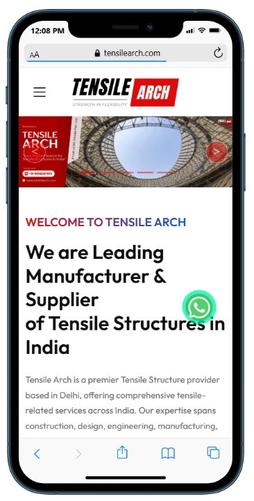 Tensile Arch website - mobile view