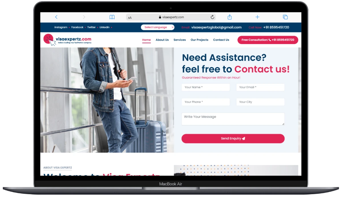 Visa Expertz website screenshot
