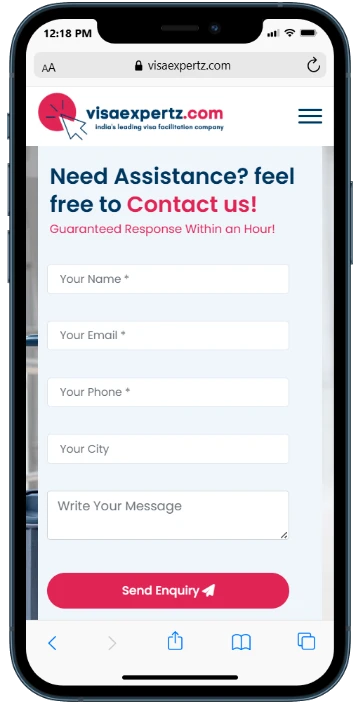 Visa Expertz website - mobile view