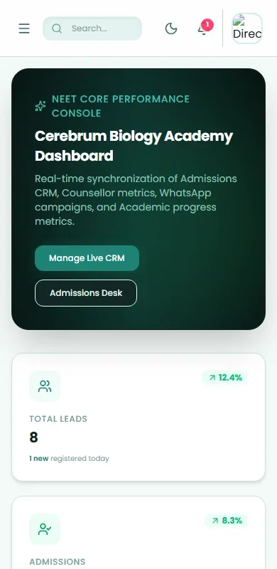 Lumina Admissions Mobile View